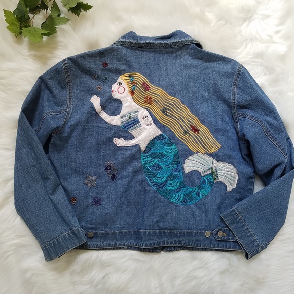 Chico's Jackets & Blazers - Chico's Designs Beaded Mermaid Jean Jacket sz3 XL